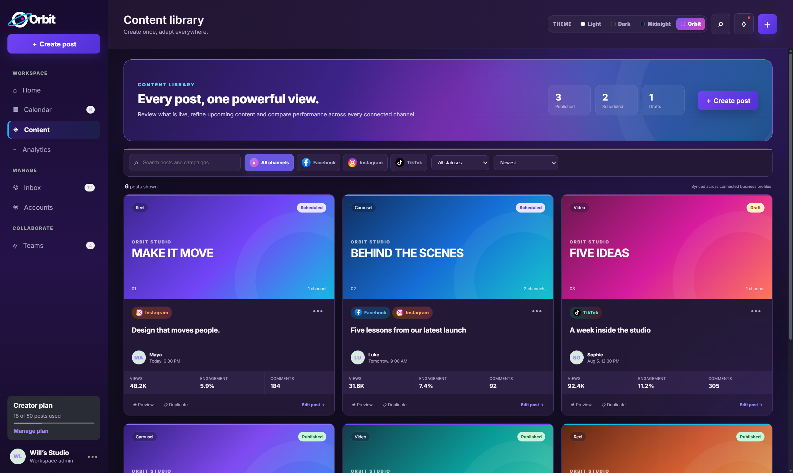 Orbit visual content library